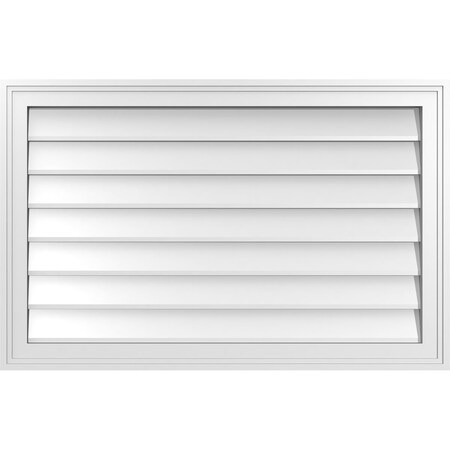 Ekena Millwork Vertical Surface Mount PVC Gable Vnt: Non-Functional, w/2"W x 1-1/2"H, Brickmould Frame, 34"W x 22"H GVPVE34X2202SN